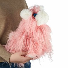 Мягкая игрушка Лама из натурального меха ламы розовая пудра Holich Toys
