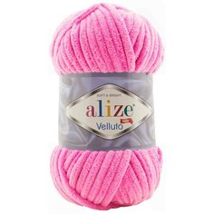 Пряжа Alize Velluto ярко-розовый (121), 100%микрополиэстер, 68м, 100г, 3шт