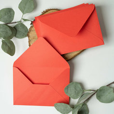 Конверты С6 для приглашений и открыток, размер 11х16, упаковка 10 шт, алый Конверт.про