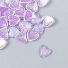 Декор для творчества пластик Сердечки с блеском набор 40 шт полупрозр. фиолет 0,8х0,8 см China