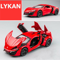 Машинка коллекционная металлическая LYKAN Hypersport с имитацией дыма, со звуком и светом красная ND