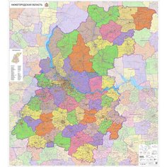 Настенная карта Нижегородской области 170 х 153 см (на самоклеющейся пленке) Нет бренда