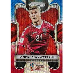 Коллекционная карточка Panini Prizm FIFA World Cup Russia 2018 #264 Andreas Cornelius - Blue Red Wave S0279