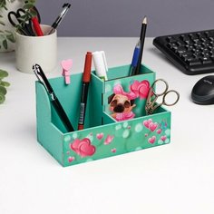 Органайзер настольный "Пёсик" 3 отделения, 18,5х10х10 см 9908626 Сима ленд