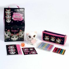 Подарочный набор школьника с мягкой игрушкой "Кот", 7 предметов Нет бренда