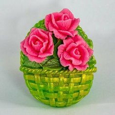 Силиконовая форма для мыла Корзинка с цветами №3, для свечей гипса 1шт, 7,5*6*3,5 см Нет бренда