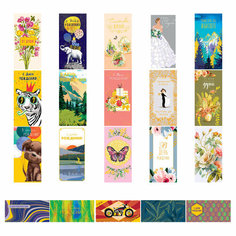 Комплект 100 шт, Конверт для денег Арт и Дизайн "Ассорти №5", 83*167мм, фольга, 20 дизайнов