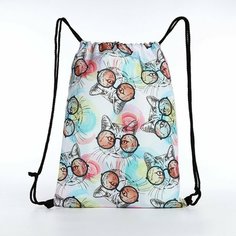 Мешок для обуви Кот в очках, 32*0,5*40 см, отд на шнурке, белый Мастер