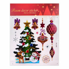 Наклейки новогодние для декора "Новогодние игрушки" в пакете Снеговичок