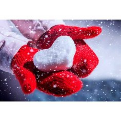 Алмаз. мозаика (блест.) 30х40 см. с подр, с част. заполн. (24 цв.) Снежное сердце 41x31x3 см Рыжий кот