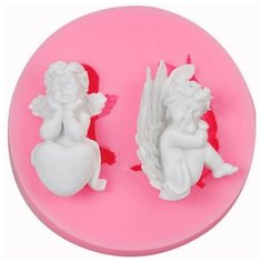Молд силикон "Два ангелочка" 2 предмета 8х8х2 см Noname