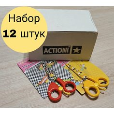 Ножницы детские ACTION 130мм, печать на лезвиях, ассорти. 12 шт Action!