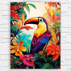 Картина по номерам на холсте природа Тукан (животные, птицы, джунгли, пейзаж) - 12611 В 30x40 Бруталити
