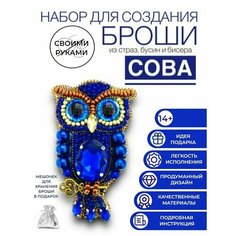 Набор для творчества создания, изготовления, вышивки украшения броши из бисера птица сова Нет бренда