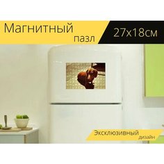 Магнитный пазл "Собака, такса, домашнее животное" на холодильник 27 x 18 см. Lots Prints