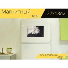Магнитный пазл "Женщина, скрипка, музыка" на холодильник 27 x 18 см. Lots Prints