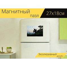Магнитный пазл "Муай тай, борьба, истребитель" на холодильник 27 x 18 см. Lots Prints