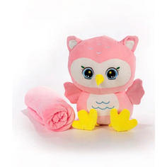 Мягкая игрушка сова / Игрушка сова с пледом / Сова розовая SUPERNOWA Китай