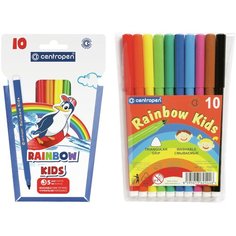 Фломастеры Centropen "Rainbow Kids", 10цв, трехгранные, смываемые, ПВХ - 5 шт.