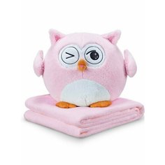 Мягкая игрушка / Плюшевая игрушка / Сова 3 в 1 с пледом, розовая Нет бренда