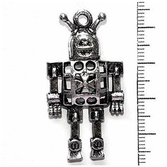 Фурнитура для бижутерии Подвеска Робот 0008898 серебряный цвет 44x22 мм, цена за 1 шт. Поделки.рф