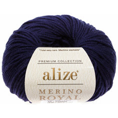 Пряжа Alize Merino royal темно-синий (58), 100%шерсть, 100м, 50г, 2шт