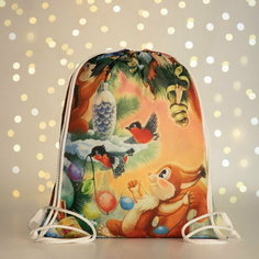 Мешок-рюкзак новогодний на шнурке, цвет зелёный/разноцветный Сима ленд