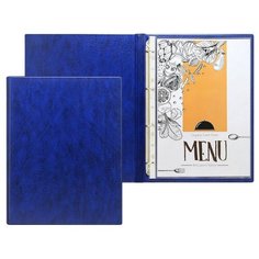 Папка для меню на кольцах А4 ПВХ синяя 840682 Noname