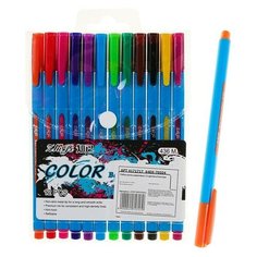 Набор ручек шариковых 12 цветов, корпус треугольный, блистер Noname