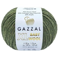 Пряжа Gazzal Baby Wool XL хвоя (840), 40%шерсть мериноса/20%кашемирПА/40%акрил, 100м, 50г, 2шт