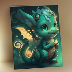 Картина по номерам с поталью 15х20 Маленький дракон Флюид Free Fly