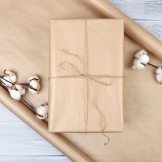 Бумага для декора и флористики, крафт, коричневая, однотонная, двусторонняя, рулон 1шт, 0,72 x 50 м Россия