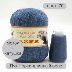 Пряжа для вязания Пух Норки (длинный ворс) 70 90% пух норки, 10% полиамид, 50г 350м + добавочная нить 1шт Нет бренда