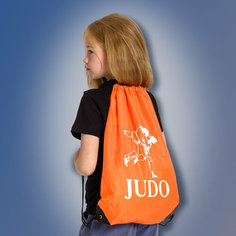 Сумка мешок для тех кто любит дзюдо с силуэтом борцов во время броска и надписью JUDO, оранжевого цвета