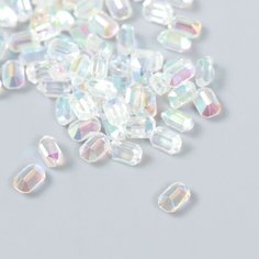 Декор для творчества пластик "Вытянутый кристаллик" набор 60 шт белый 0,8х0,6 см Россия