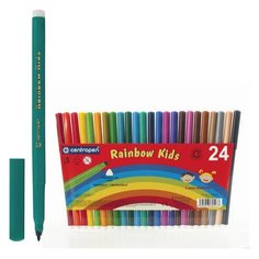 Фломастеры 24 цвета CENTROPEN "Rainbow Kids", круглые, смываемые, вентилируемый колпачок, 7550/24ET, 7 7550 2402