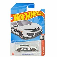 HKJ21 Машинка игрушка Hot Wheels металлическая коллекционная 2018 Honda Civic Type R белый; черный