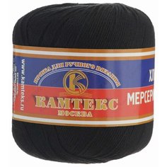 Пряжа Камтекс Хлопок мерсеризованный черный (003), 100%мерсеризованный хлопок, 200м, 50г, 2шт