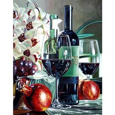 Большая алмазная мозаика 50*65 "Орхидеи, гранаты и вино" Нет бренда