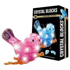 3D пазл кристаллический «Птичка», 50 деталей, световые эффекты, работает от батареек, микс Noname