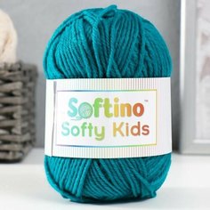 4шт, Пряжа 100% акрил "Softy Kids" 90м +-5м 50 гр цвет 19 лазурный Softino