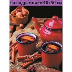 Алмазная мозаика на подрамнике 40х50 для кухни чай, Алмазная живопись 50х40 картина с круглыми стразами полная выкладка