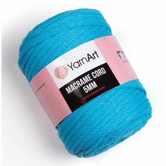Пряжа YarnArt Macrame cord 5mm бирюзовый (763), 60%хлопок/40%полиэстер/вискоза, 85м, 500г, 1шт