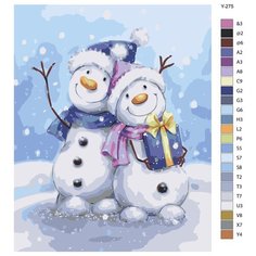 Картина по номерам Y-275 Снеговики с подарками. Новый год 70x90 Brushes Paints