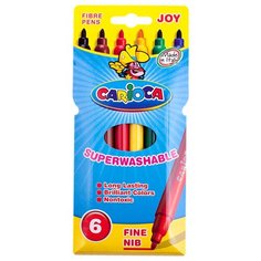 Набор фломастеров 6 цветов Carioca Joy (линия 1-2.6мм, смываемые) картонный футляр (40549)