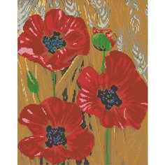 Вышивка бисером картины Маки 30*38см Вышивочка