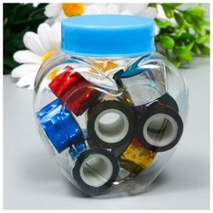 Клейкая лента пластик в банке "Голография" (набор 10 шт) цвета микс 1,2смх1м 6,3х5,3х3,4см Noname