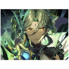 Картина по номерам на холсте игра Gensgin Impact Сяо - 7795 Г 30x40