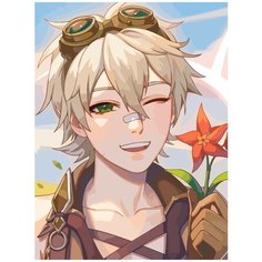 Картина по номерам на холсте Игра Genshin Impact Беннет - 7475 В 30x40