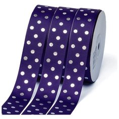 Лента репсовая Горошек серебро шир.25мм LDRS476 цв.476 фиолетовый уп.27,4м Ideal